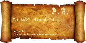 Matkó Nimród névjegykártya